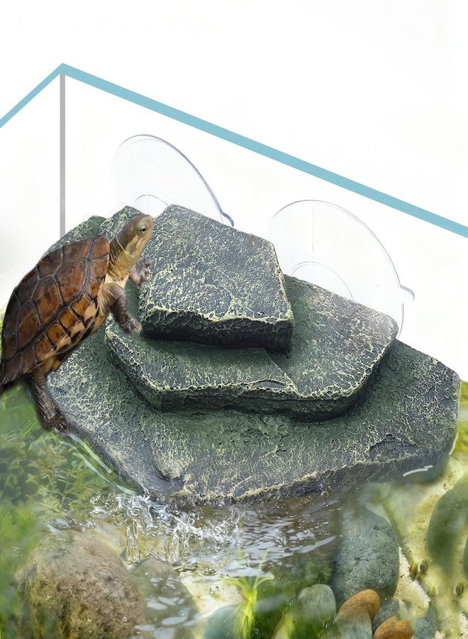 kathson Turtle Basking Platform, Tortoise Basking Platform with Suction Cups, Tortoise Climbing Ramp Basking Dock Floating Resting Terrace for Terrapins, Frogs (Green) - Image 1